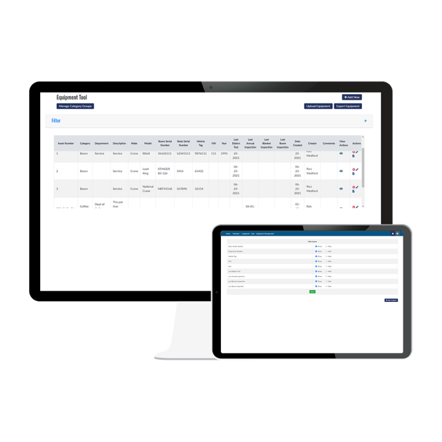EHS Hero's Asset Management tool on laptop and mobile.