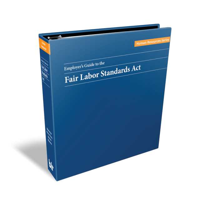 A book is shown with the title, Employer's guide to the fair labor standards act.